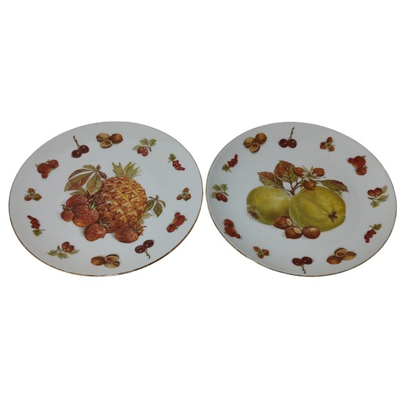 Vintage HMS Royal Hanover plates Fruit Gold Trim Germany Salad Dessert 1950s SEE - Picture 1 of 11